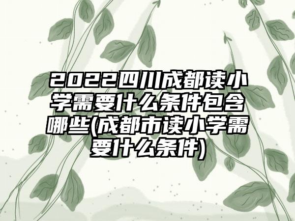 2022四川成都读小学