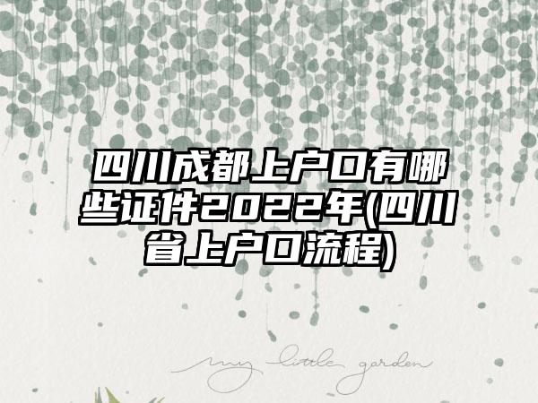 四川成都上户口有哪些证件2022年(四川省上户口流程)