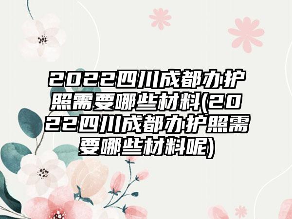 2022四川成都办护照